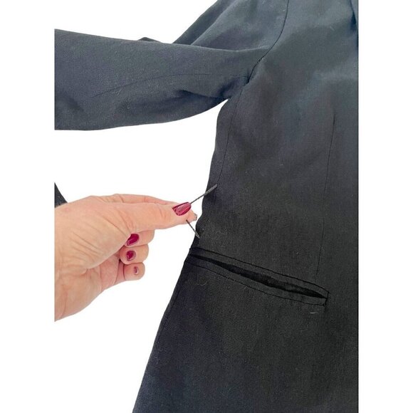 Free People Women's Sz S Black Linen Blend Bell Flared Sleeve Blazer Jacket - Picture 8 of 11